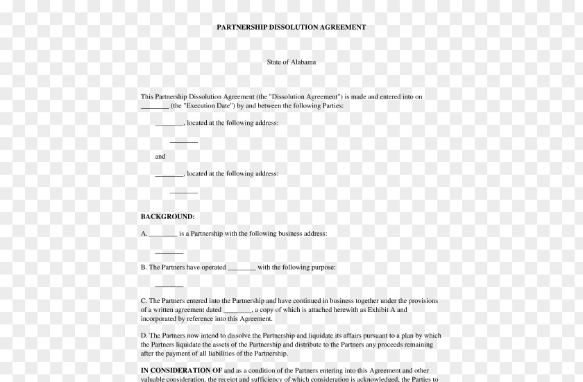 Document Partnership Contract Template Dissolution PNG