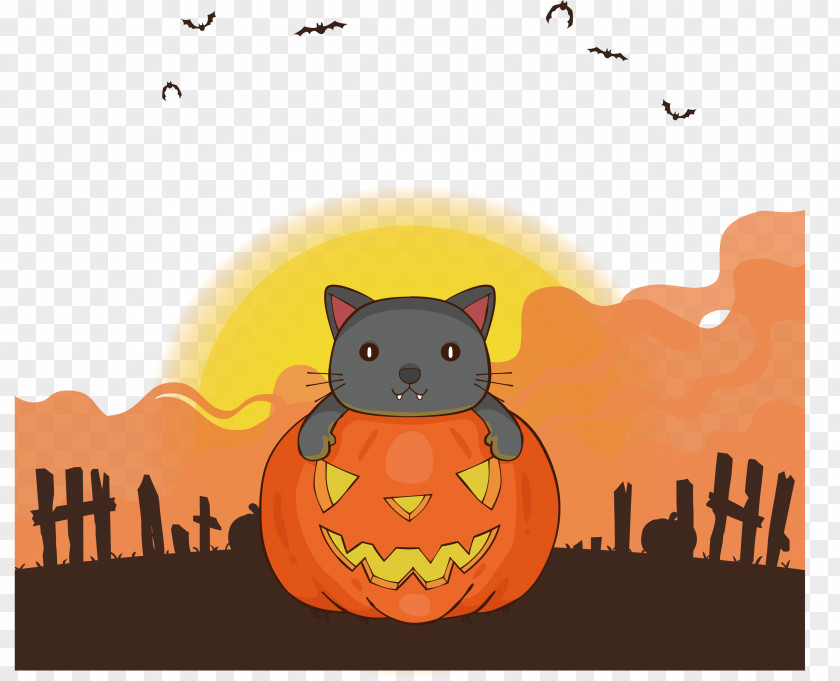 Lovely Pumpkin Cat PNG