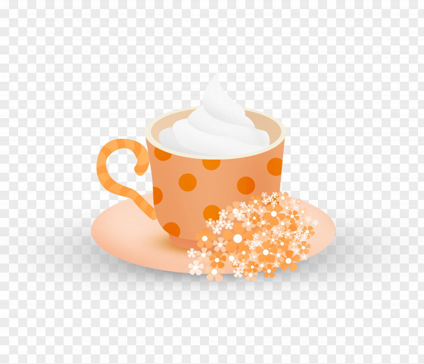 Cartoon Orange Ice Cream Cup Coffee PNG