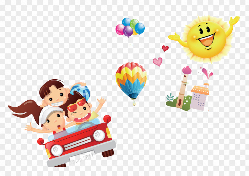 Child Car Balloon Cartoon PNG