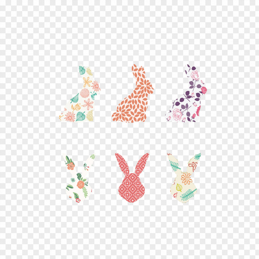 Floral Silhouette Animals Rabbit Illustration PNG