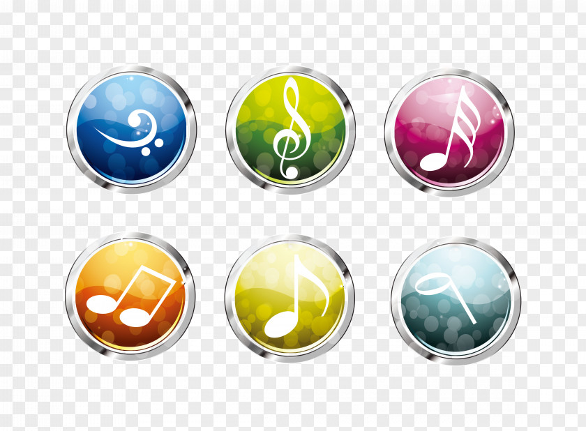 Musical Note Button Icon PNG note Icon, Various types of music button clipart PNG