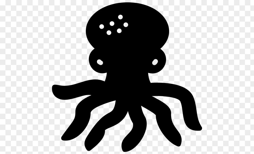 Blackandwhite Giant Pacific Octopus Cartoon PNG