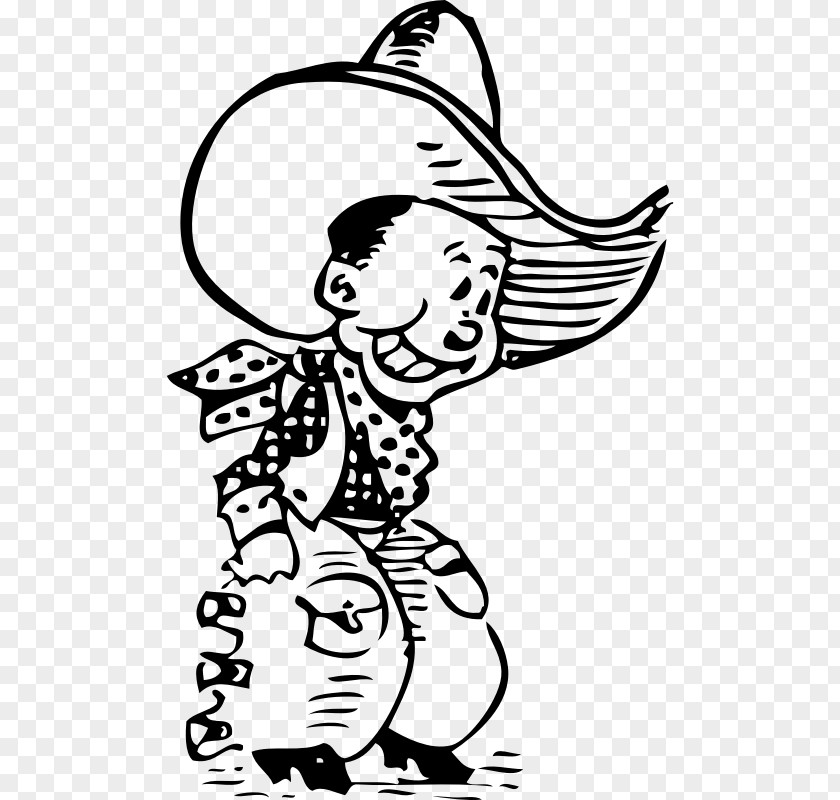 Cowboy Cartoon American Frontier Black And White PNG
