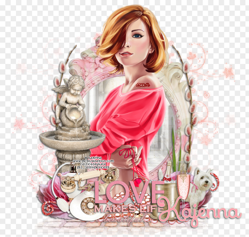 Flower Fashion Illustration Pink M PNG