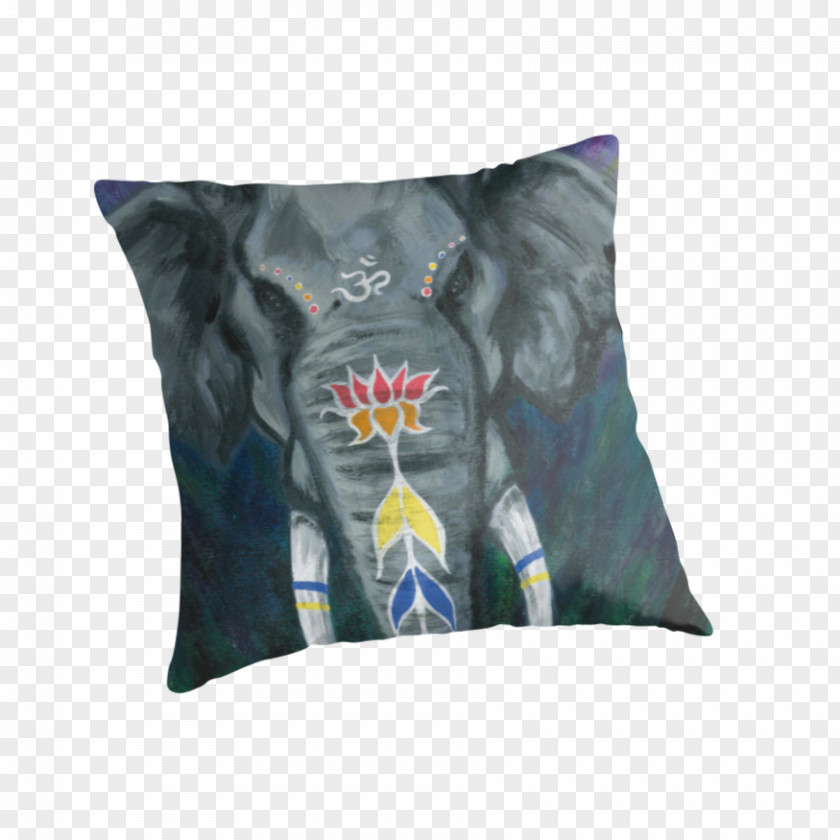 Painted Elephant Throw Pillows Cushion Down Feather Couch PNG