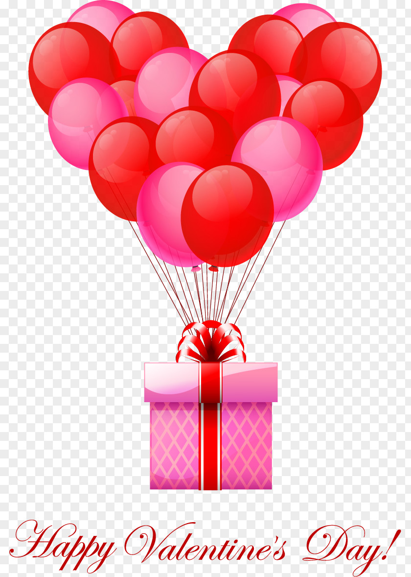 Balloon Valentine's Day Heart Gift PNG