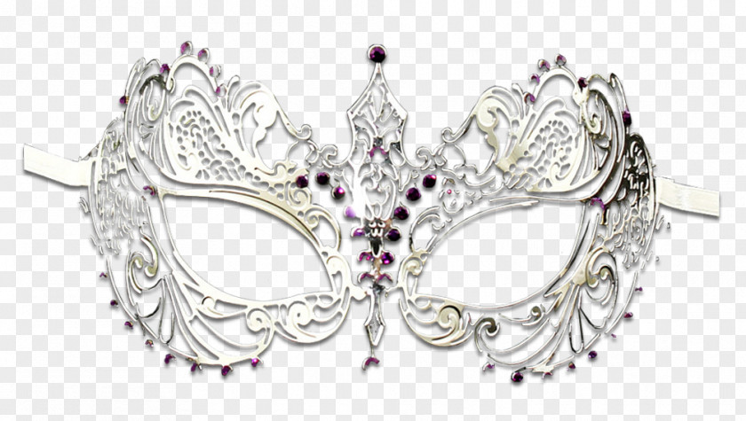 Masquerade Ball Silver Brooch Mask Metal Purple PNG