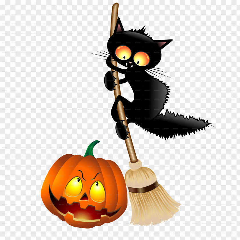 Bat Black Cat Kitten Halloween Clip Art PNG