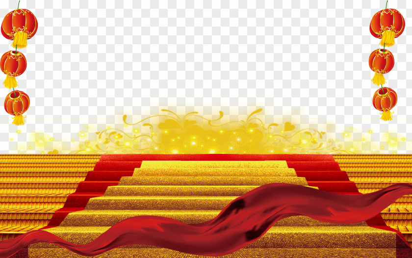 Free Red Carpet Golden Ladder To Pull The Material Stairs Icon PNG