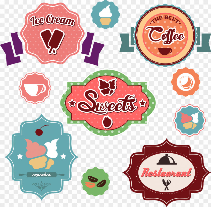 Vector Delicious Ice Cream Labels Illustration PNG
