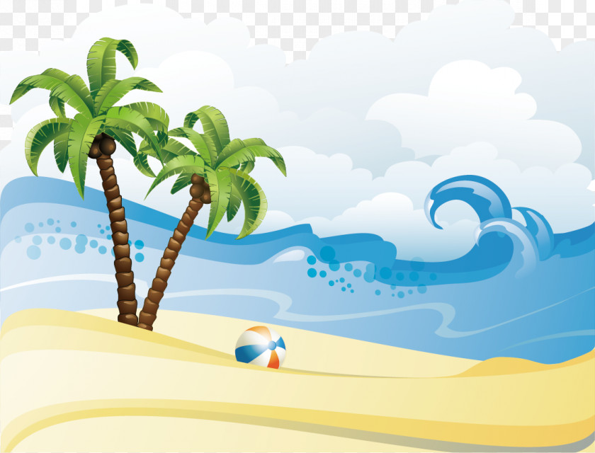 Summer Beach Poster Background Material Clip Art PNG
