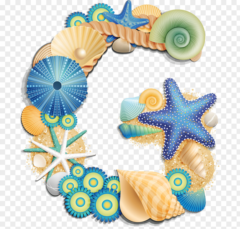 Watercolor Seashell Letter Clip Art PNG