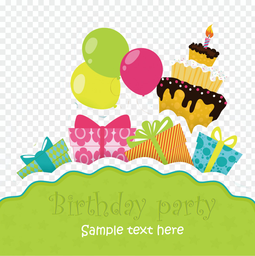 Cartoon Happy Birthday Background Cake Greeting Card Clip Art PNG