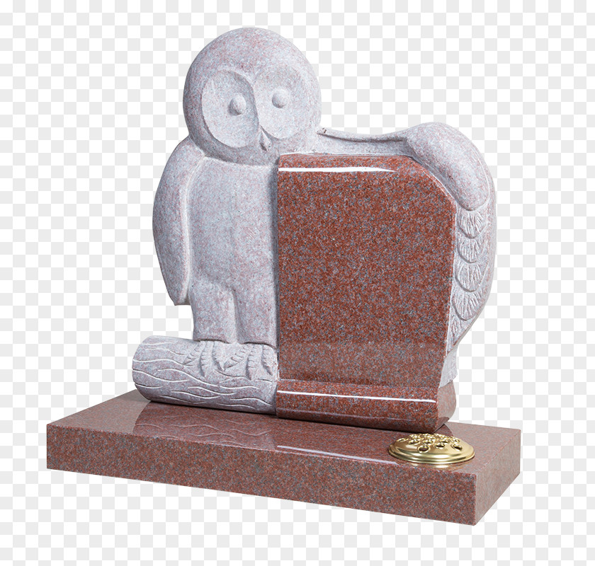 Little Owl Headstone Memorial Rock Stone Carving Statue PNG