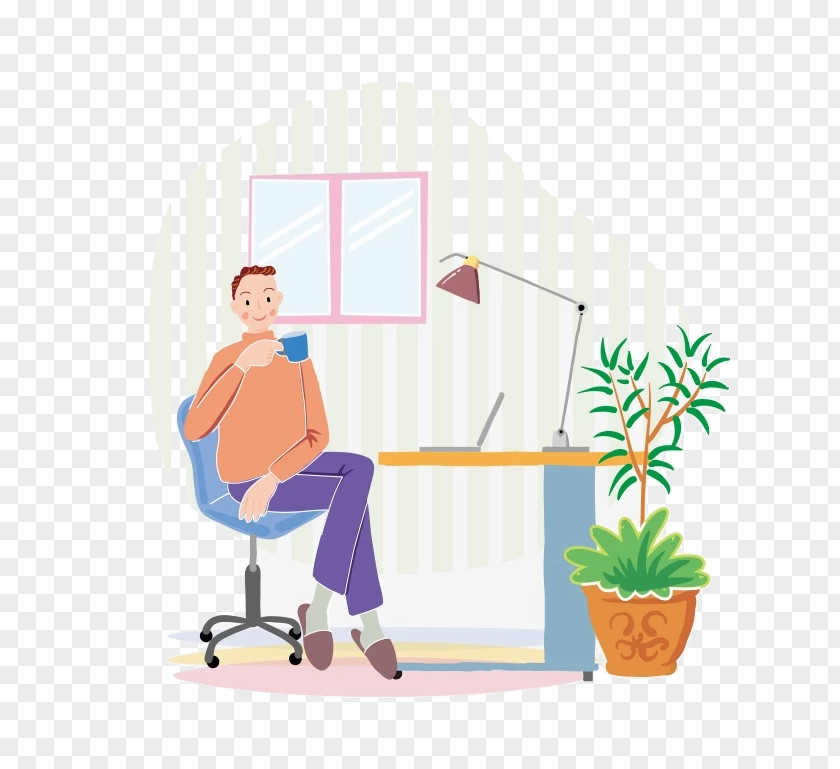The Man Sitting At Desk Table No Computer PNG