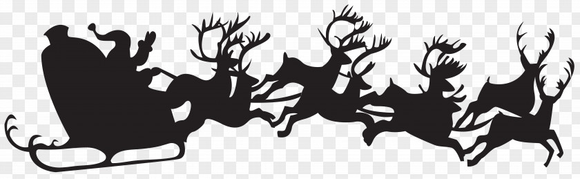 Christmas Silhouette Santa Claus With Sleigh PNG Clip Art Claus's Reindeer PNG