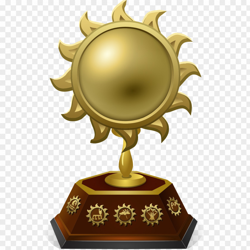 Gold Trophy Emblem Clip Art PNG