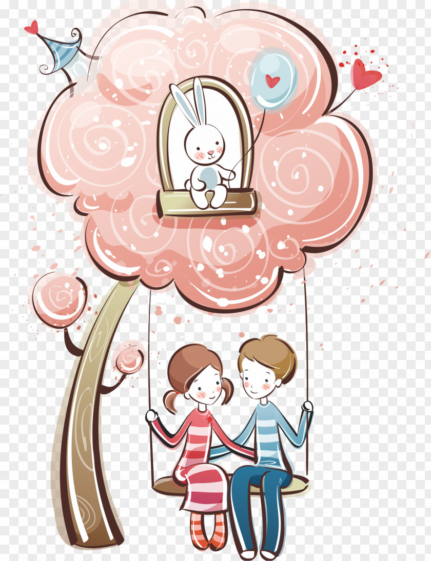 Lover Valentine's Day Cartoon Wallpaper PNG