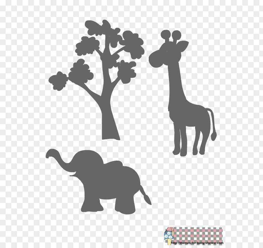 Elephant Motif Giraffe Infant Baby Shower Stencil Paper PNG