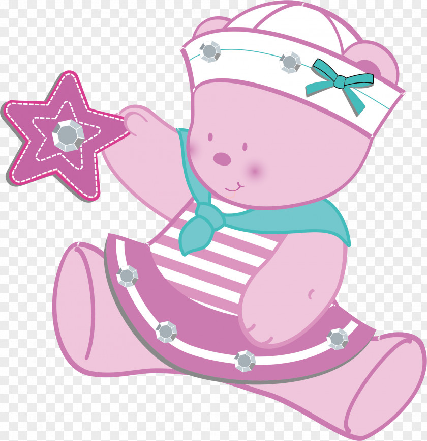 Vector Cute Star Bear Illustration PNG