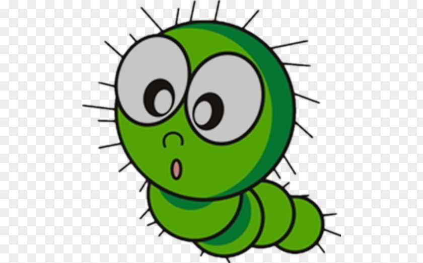 Green Caterpillar Insect Cartoon Illustration PNG