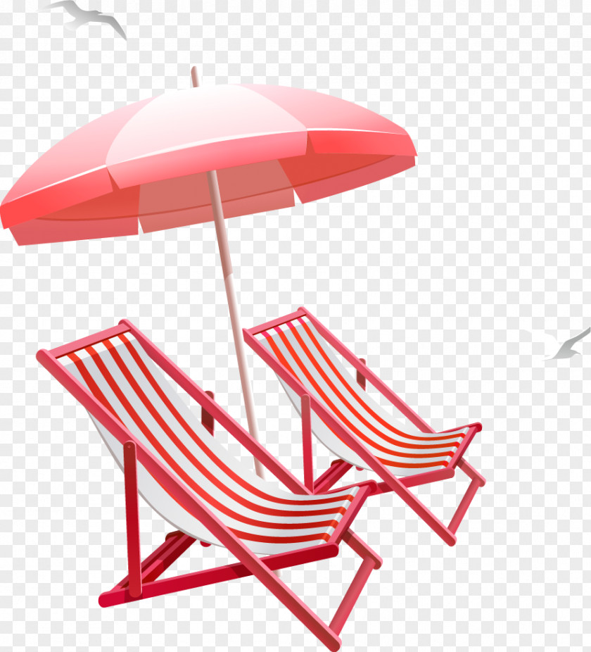 Summer Sun Umbrella Beach Chair Table Clip Art PNG