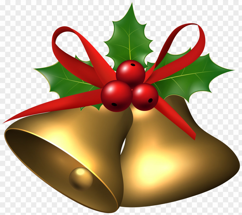 Large Christmas Bells With Holly Clip Art Image Common Living Word United Methodist Church PNG