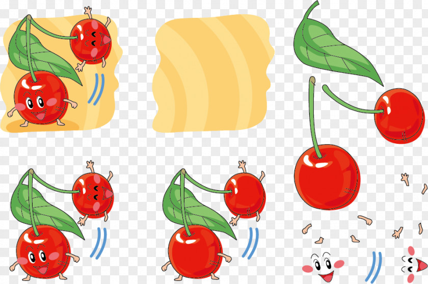 Vector Painted Happy Face Cherries Cherry Auglis Cartoon Illustration PNG