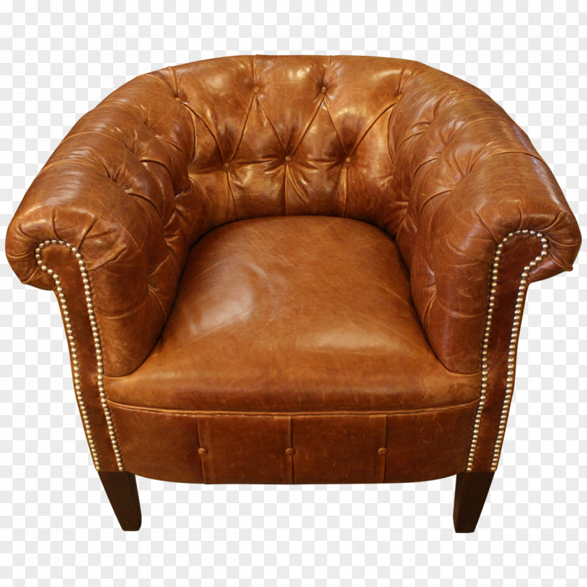 Club Chair Brown Leather Caramel Color PNG