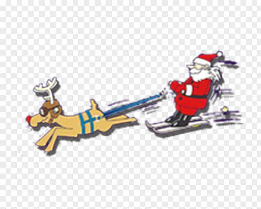 Santa Sleigh Ride Claus Reindeer Sled Christmas PNG