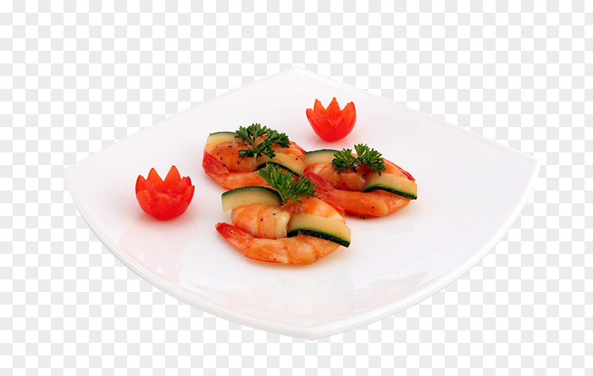 Shrimp Dishes On A Plate Chinese Cuisine Sushi Gourmet Dish Food PNG