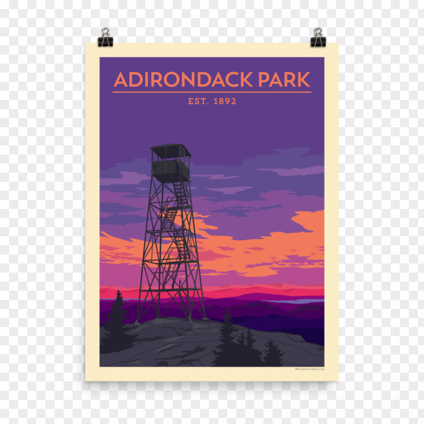 Vintage Poster Adirondack Park High Peaks Paper Advertising PNG