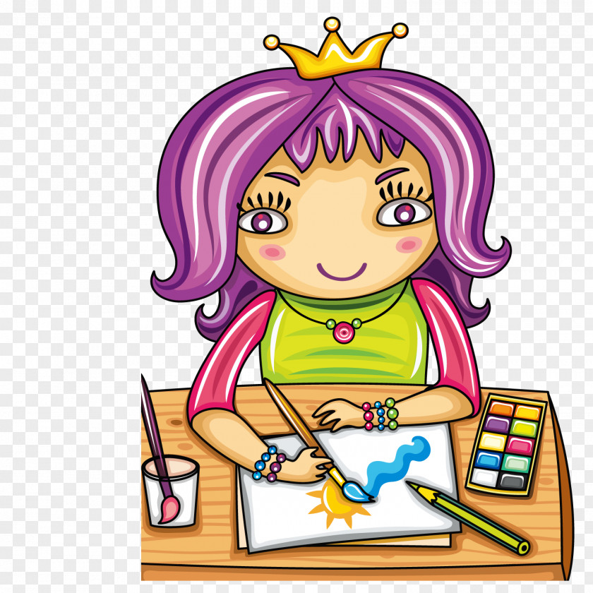 Wearing A Crown Painting Students Student Child Clip Art PNG
