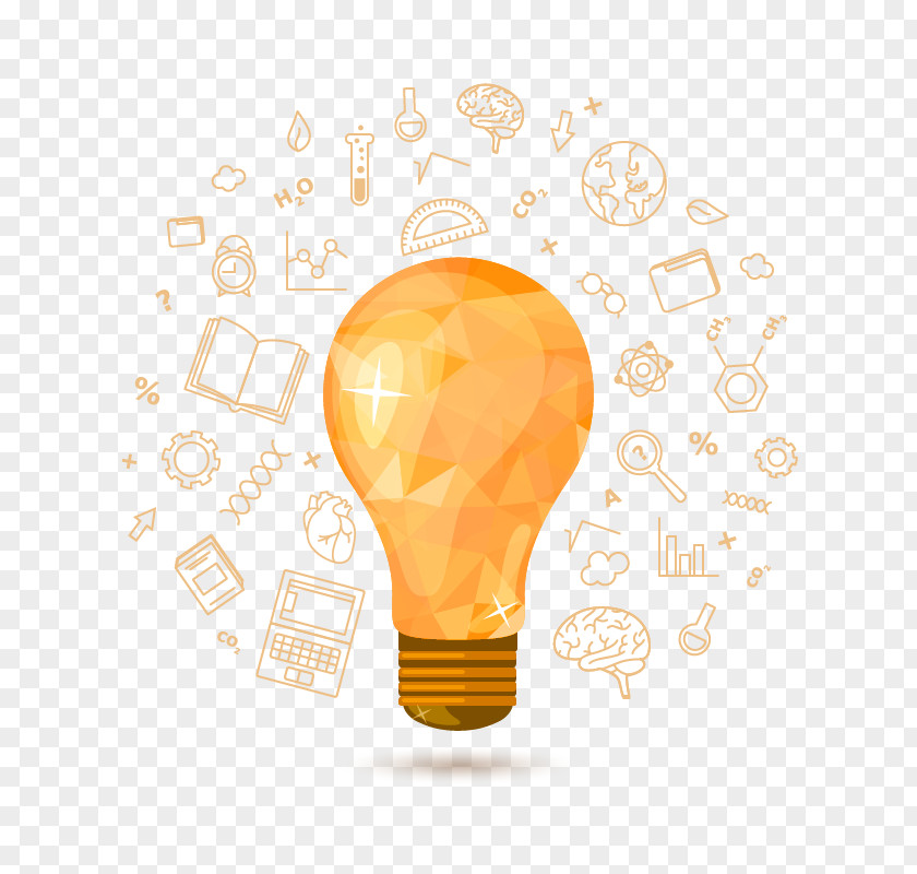 Orange Simple Light Bulb Decoration Pattern Icon PNG