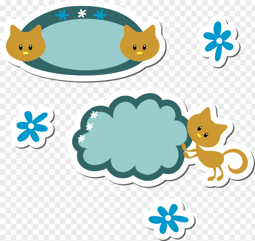 Vector Kitten Blue Label Cat Cuteness Cartoon Clip Art PNG