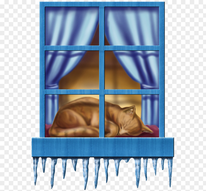 Blue Cartoon Cat Sleep With The Window Wintergeschichten. Picture Frame Muscle PNG