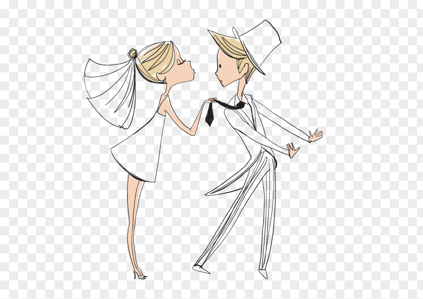 Bride And Groom Cartoon Marriage Wedding Illustration PNG