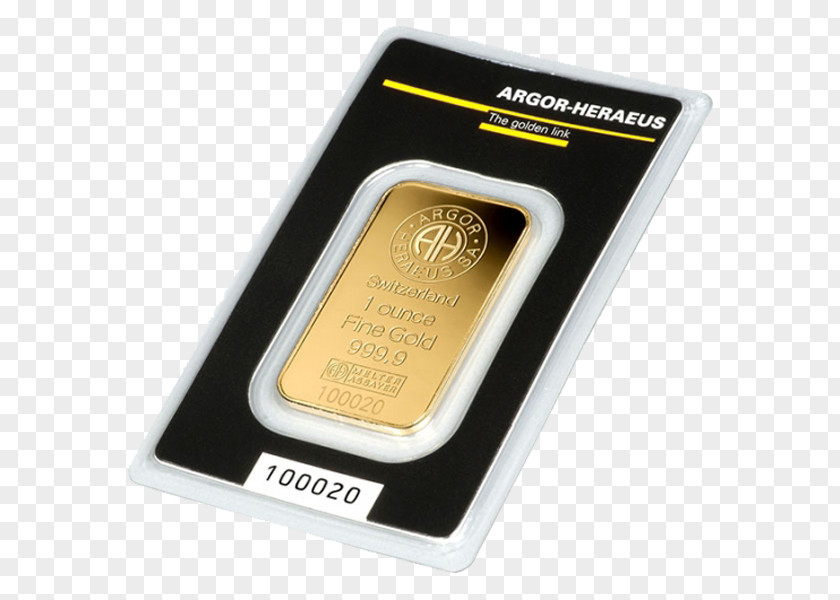 Gold Bar Argor-Heraeus SA Ingot PNG