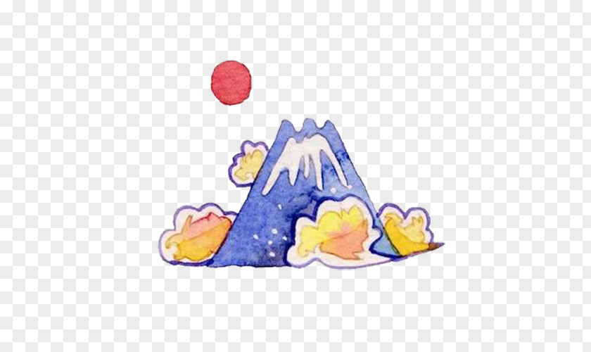 Hand-painted Cartoon Small Volcano Azul Illustration PNG