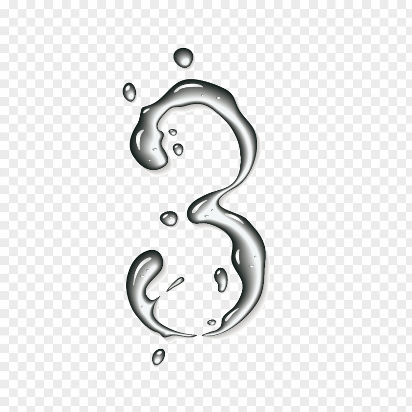 Gray Glass Water Droplets Numerical Digit Arabic Numerals Drop PNG