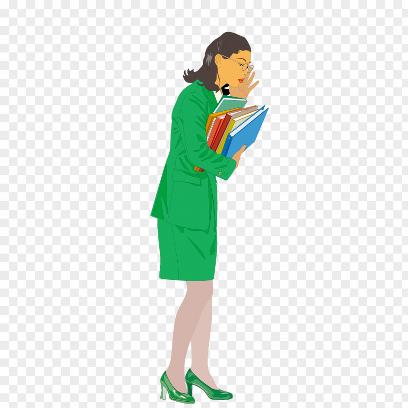 Green Suit Female Teacher Woman Illustration PNG
