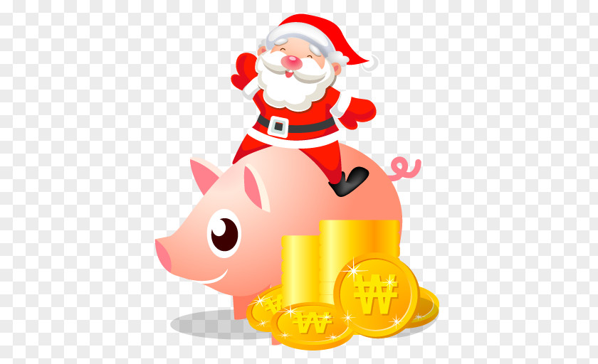 Santa Piggy Bank Christmas Decoration Recreation Ornament Fictional Character Clip Art PNG