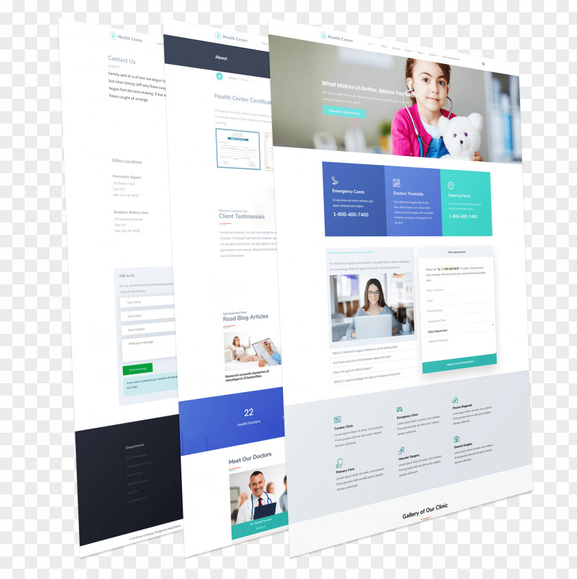 Health Center Website Web Page Template World Wide Joomla PNG