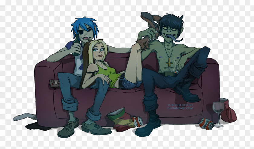 2-D Gorillaz Cartoon Legendary Creature PNG