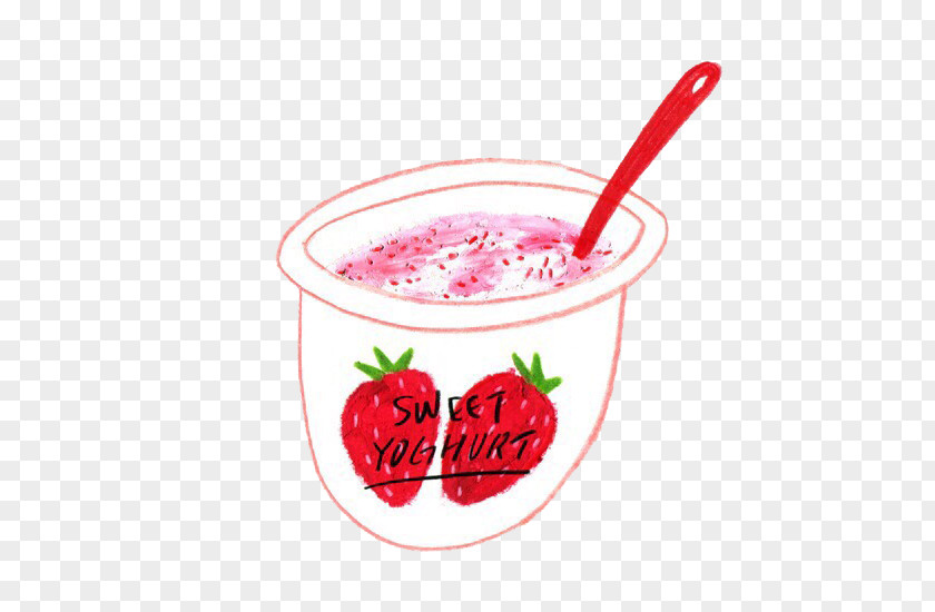 Cartoon Strawberry Milkshake Ice Cream Aedmaasikas PNG