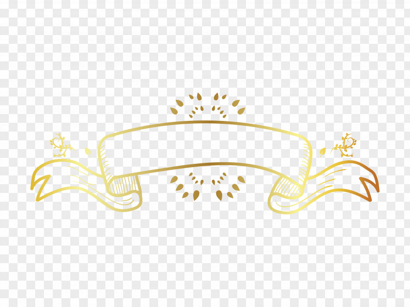 Gold Hand Painted Floral Ribbon Background Download Computer File PNG
