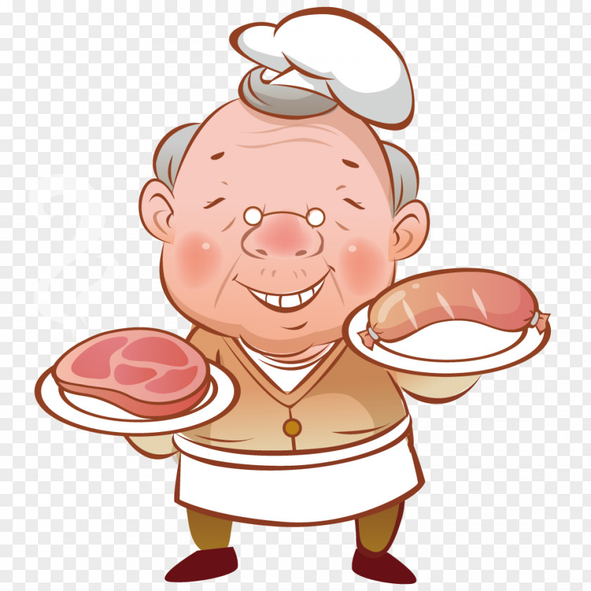 Holding Meat Grandfather Illustration PNG