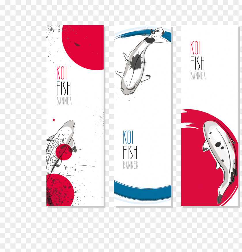 Koi Fish Vector Banner Goldfish Web Illustration PNG
