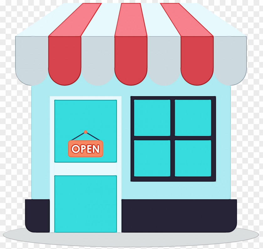 Facade House Turquoise Clip Art Line PNG